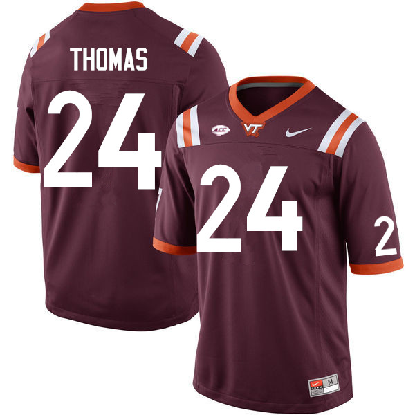 Men #24 Malachi Thomas Virginia Tech Hokies College Football Jerseys Sale-Maroon